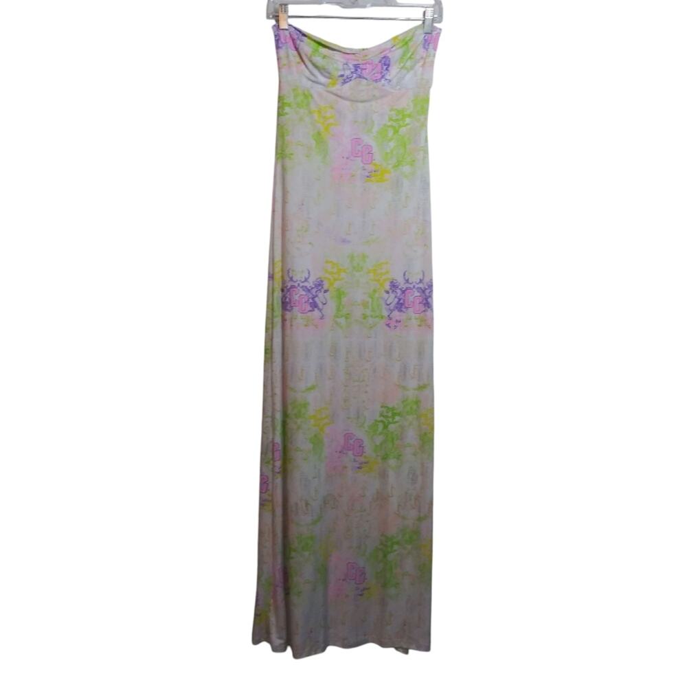 Coogi CG Printed Floral Bandeau Maxi Summer Dress Y2k Vacation Size M